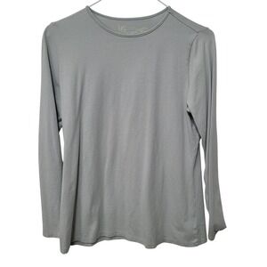 DG2 by Diane Gilman Gray Long Sleeve Crew Neck Cotton Modal T Shirt Womens S